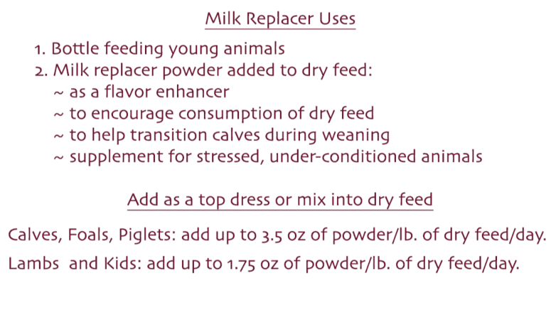 milk replacer uses